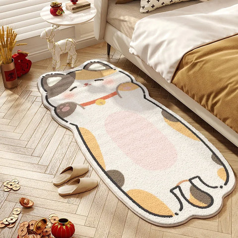 Navak Teppich, süßer Katzenteppich, Schlafzimmer, Nachttisch, Bodenmatte, Läufer, weich, flauschig, lange Teppiche, Cartoon-Tier, süßes Mädchen, Heimdekoration