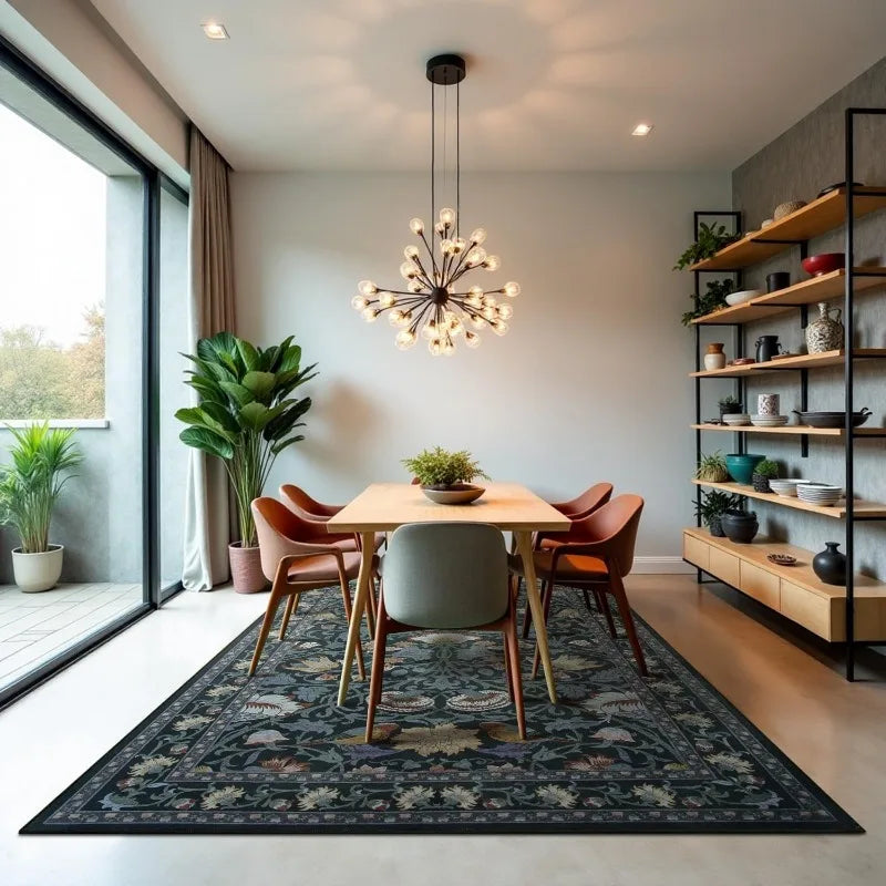 Navak Teppich, Wohnzimmerteppich im nordischen Stil, Retro-Blumen- und Vogeldruck, Schlafzimmerteppiche, modisch, faltbar, maschinenwaschbar, Couchtischmatten