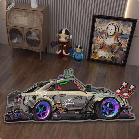Navak Carpet Exclusive Picks Unregelmäßig geformter Sportwagen-Teppich für Heimdekoration, Schlafzimmer, Nachttisch, Jungen-E-Sportzimmer, Arbeitszimmer-Bodenmatte