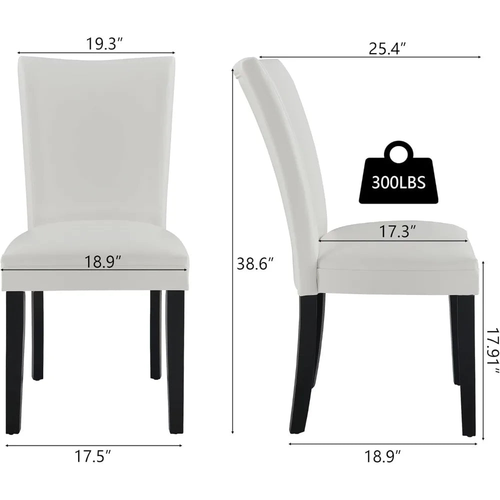 Navak Carpet 2er-Set Parsons Esszimmerstühle – Mit Kunstleder gepolsterte Beistellstühle mit Beinen aus Massivholz für Ess- und Wohnzimmer