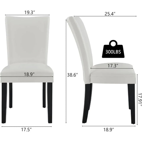 Navak Carpet 2er-Set Parsons Esszimmerstühle – Mit Kunstleder gepolsterte Beistellstühle mit Beinen aus Massivholz für Ess- und Wohnzimmer