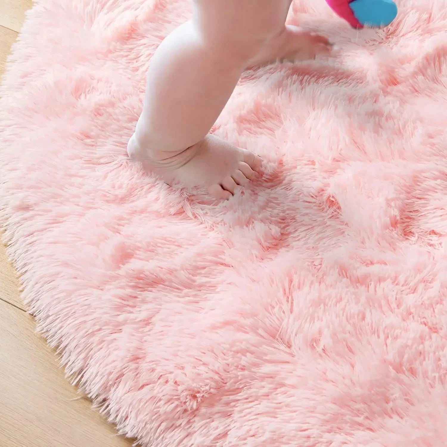 Navak Carpet 100/120/140/160 Runder Teppich, flauschig, weich, für Kinderzimmer, Mädchenzimmer, Prinzessinnenschloss, Plüsch-Zottelteppich, niedliche runde Schlafzimmerdekoration