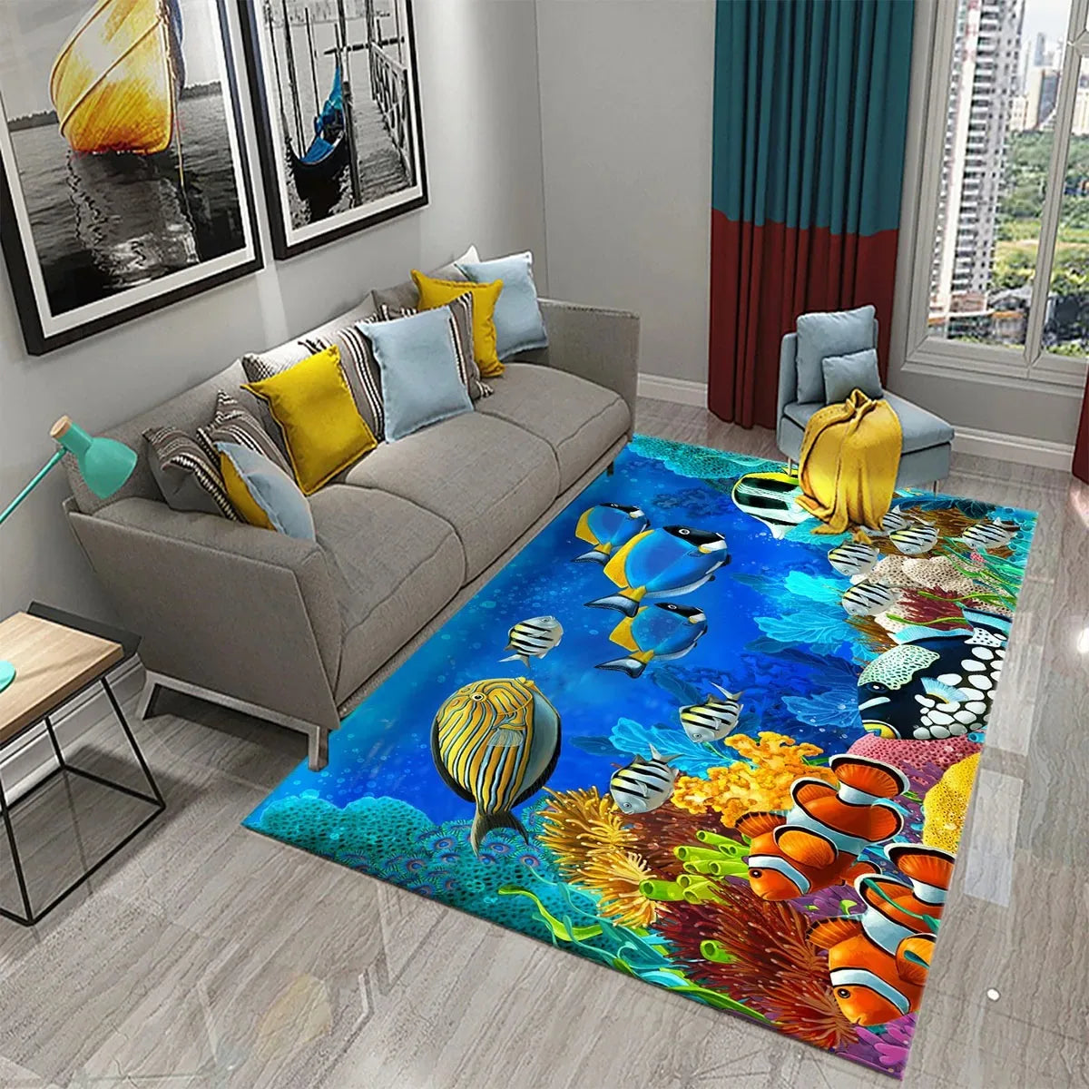 Navak Teppich 3D Hawaiian Meer Ozean Tropische Fische Teppich Wohnzimmer Fisch Tier Muster Kinder Schlafzimmer Weiche Boden Dekor