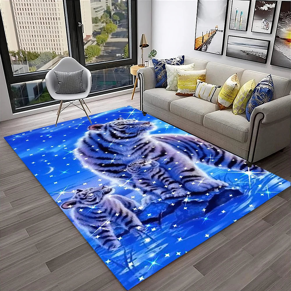 Navak Carpet 3D-Traumtiger, Tier-Cartoon-Teppich für Zuhause, Wohnzimmer, Schlafzimmer, Sofa, Fußmatte, Dekoration, Kinderspielbereich, rutschfeste Bodenmatte