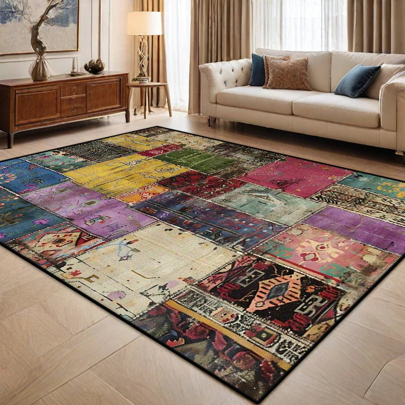Navak Carpet Persian Retro Geometric Carpet Boho Decoration Non-slip Washable Large Living Room Rugs Bedroom Tables Side Easy Clean Floor Mat