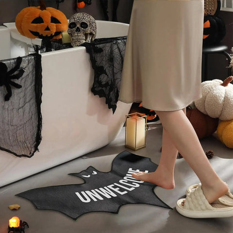 Navak Teppich Halloween Bodenmatte Fledermaus Unwillkommen Matte Zimmer Dekor Gothic Fußmatte Wohnkultur Für Eingang Innen Wohnung Schlafzimmer Küche