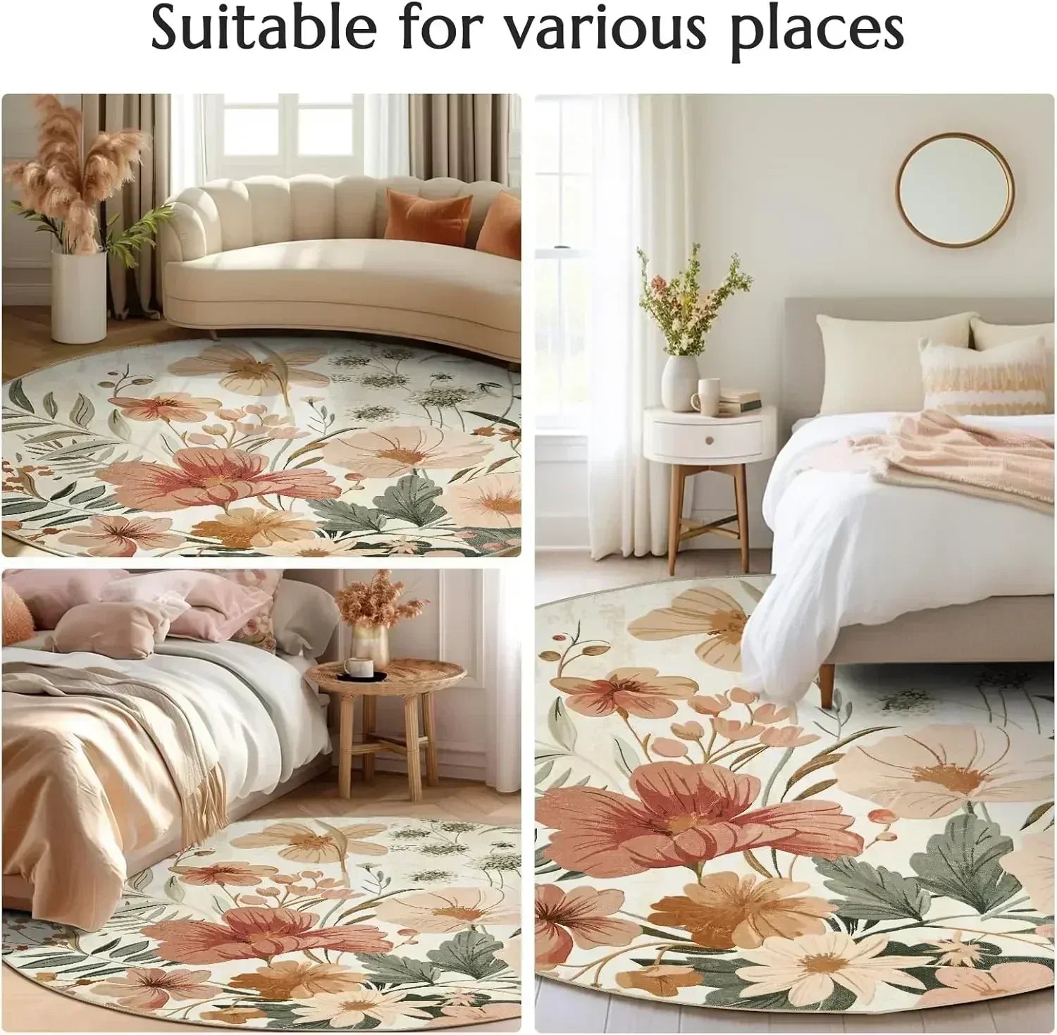 Navak Teppich, grüner Mandala-Druck, Teppich für Wohnzimmer, Schlafzimmer, Nachttisch, rutschfest, weich, Teppiche für Couchtische, Lounge-Fußmatte, waschbar