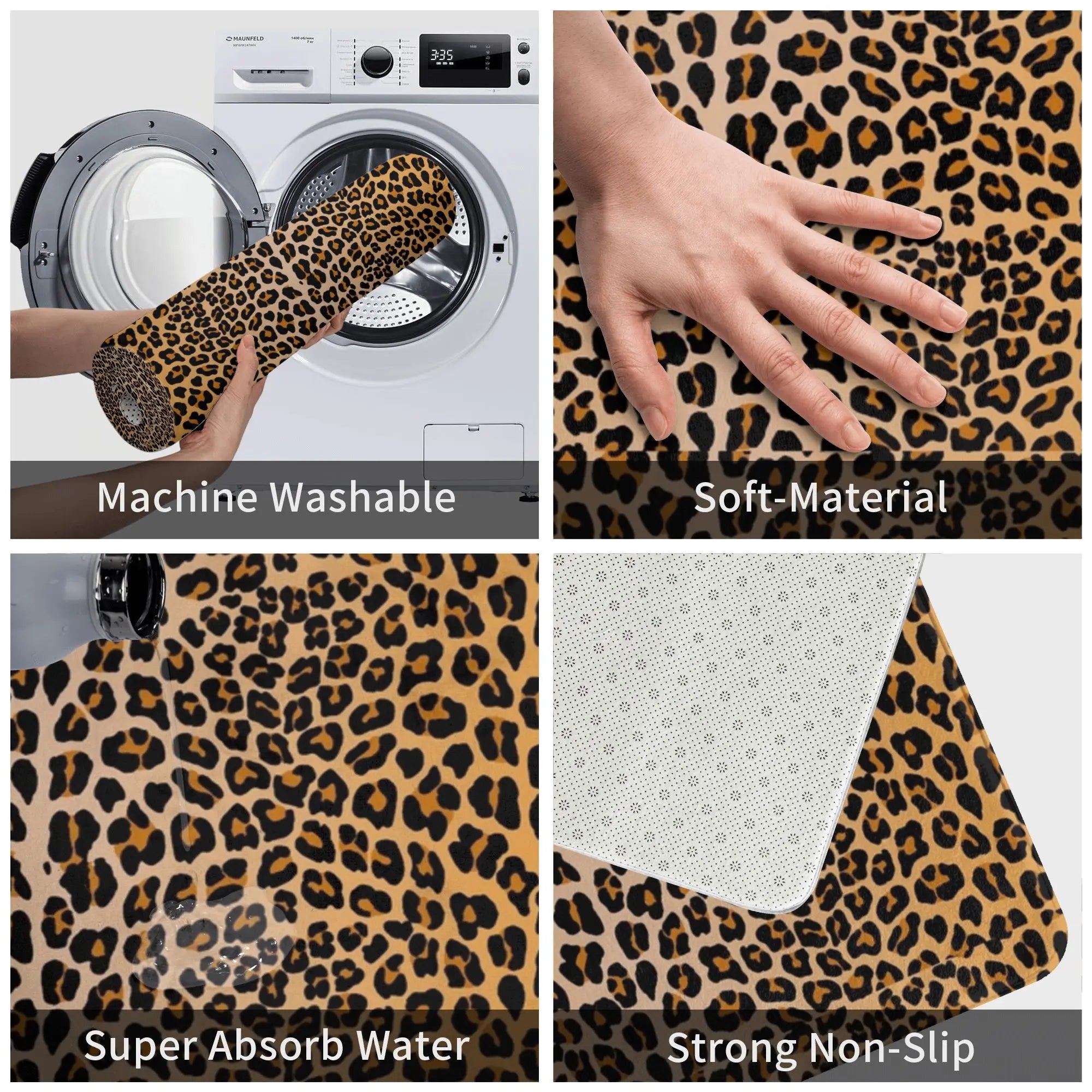 Navak Teppich Leopardenmuster Anti-Rutsch-Fußmatte Bodenmatte Kissen Teppich Teppich für Küche Eingang Haus Balkon Footpad Matten