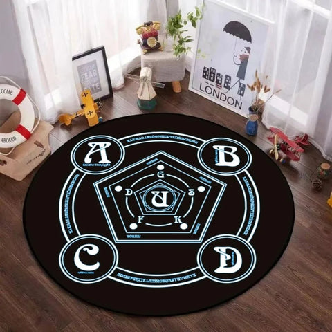 Navak Carpet Mystic Magic Circle Round Theme Innenbereich Rutschfester Teppich Schlafzimmer Meditationszone Idealer Dekoteppich