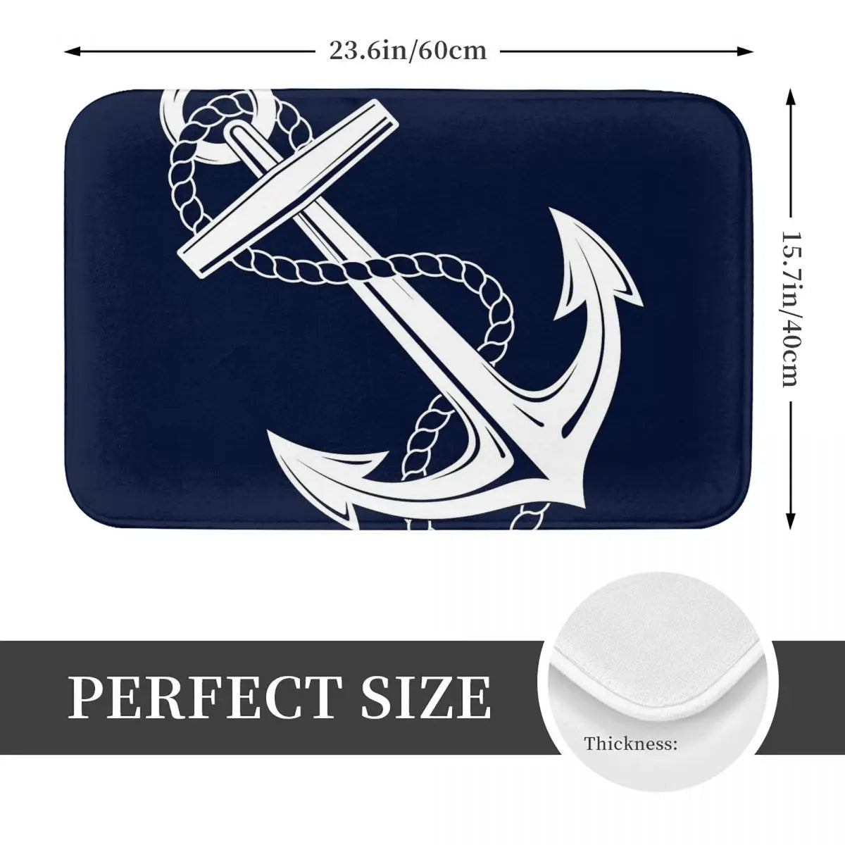 Navak Teppich Anker Nautisch Weiß &amp; Marineblau Anti-Rutsch Fußmatte Bodenmatte Kissen Teppich Teppich für Küche Eingang Zuhause Badezimmer Wohnzimmer Matten