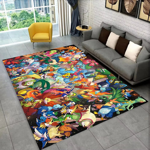 Navak Carpet Daily Picks Lustige Pokemon-Spiel-Cartoon-Bodenmatte für Kinderspielzimmer, Schlafzimmer, Wohnzimmer, weicher Teppich, Spielthema-Teppich, Männerhöhle-Dekor