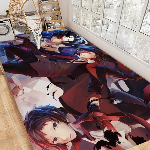 Navak Carpet Bungo Stray Dogs Zimmermatten Retro Multiple Choice Wohnzimmer Küchenteppich Rutschfester Willkommensteppich