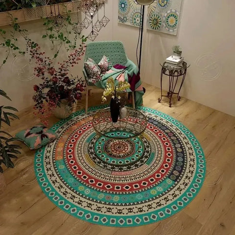 Navak Teppich, persischer Retro-Ethno-Stil, runder Wohnzimmerteppich, Couchtisch, Hängesessel, Drehstuhl, Bodenmatte, Schlafzimmer, Nachttischteppich