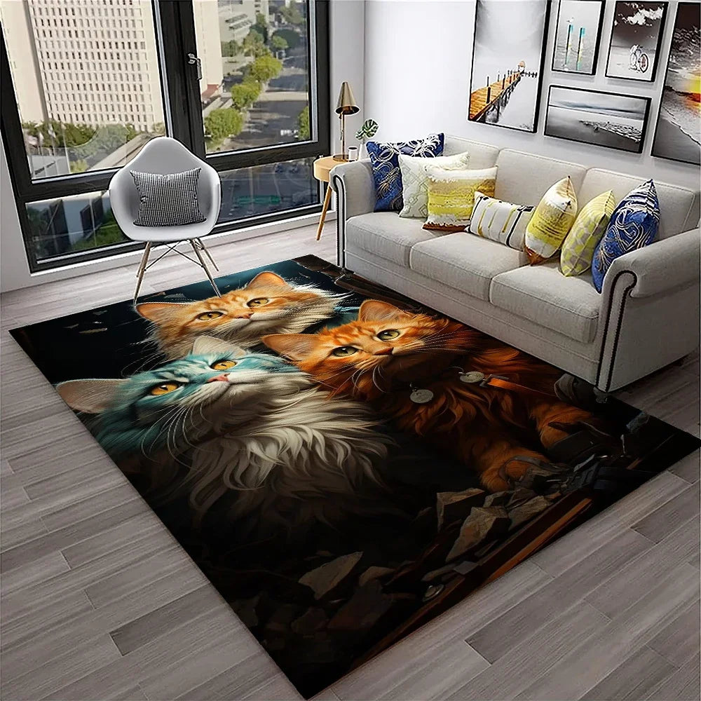 Navak Teppich, 3D, süße Katze, Blume, Cartoon-Teppich für Zuhause, Wohnzimmer, Schlafzimmer, Sofa, Fußmatte, Dekoration, Kinderspielbereich, rutschfeste Bodenmatte