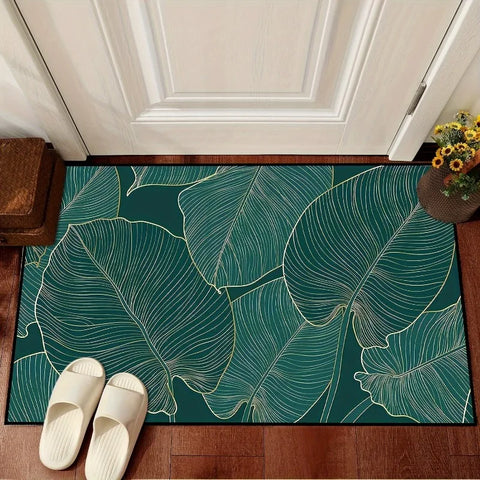 Navak Carpet 1 Stück Willkommens-Fußmatte mit Blattmotiv, rutschfest, floraler Eingangsteppich für drinnen und draußen, 100 % Polyester, Willkommensteppich, Filzteppiche für Zuhause
