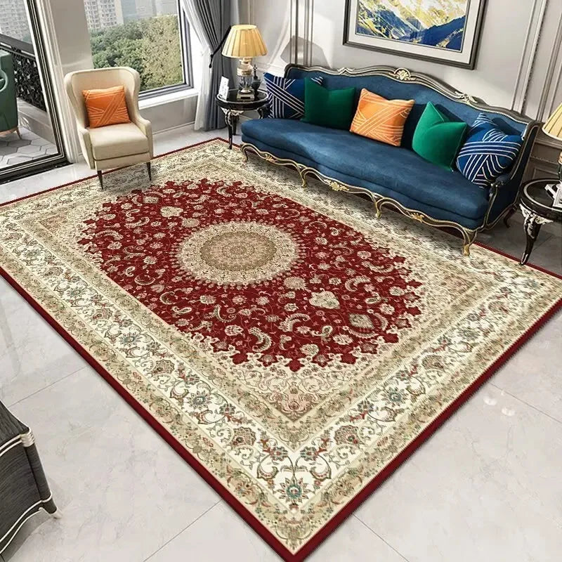 Navak Teppich Persischer Retro-Teppich Wohnzimmer Leichte Luxusdekoration Schlafzimmer Nachttisch Große Teppiche Lobby Couchtisch rutschfeste fusselfreie Matten