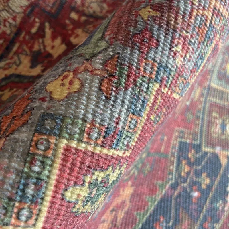 Navak Carpet Vintage American Persian Ethnic Style Red Handmade Knotted Tassel Homestay Polyester Cotton Linen Carpet Floor Mat