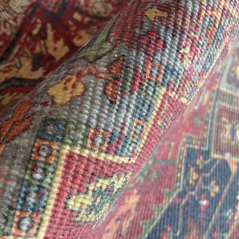 Navak Carpet Vintage American Persian Ethnic Style Red Handmade Knotted Tassel Homestay Polyester Cotton Linen Carpet Floor Mat