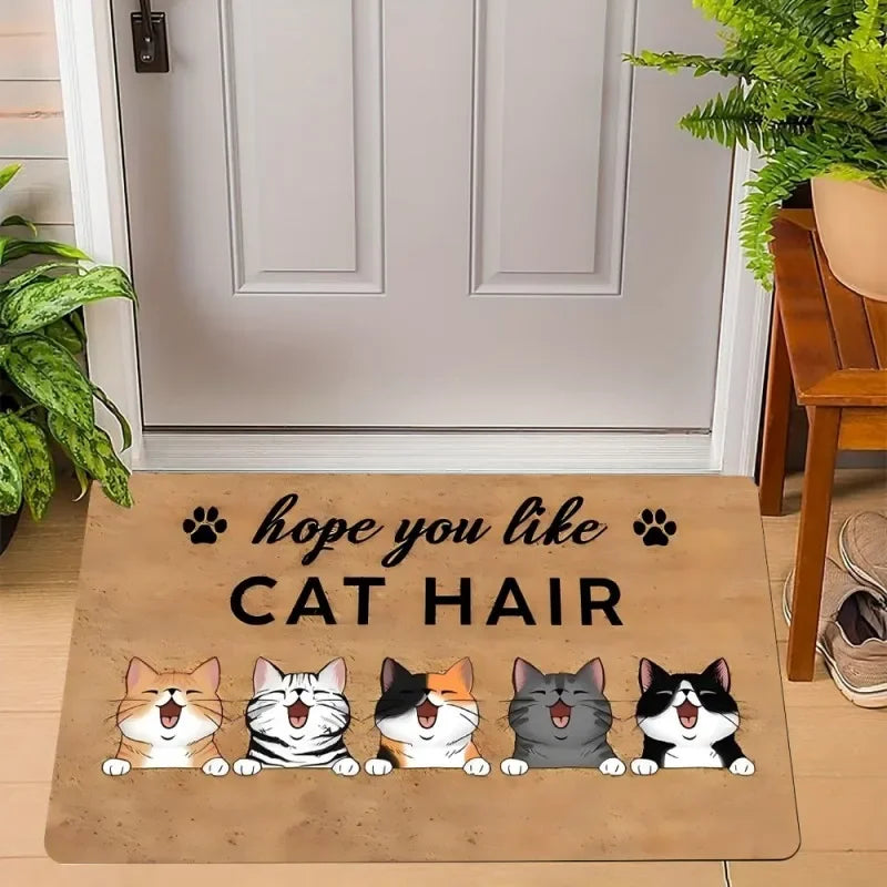 Navak Carpet Fußmatte mit süßem Katzen-Aufdruck, Willkommens-Fußmatte, rutschfest, maschinenwaschbar, für Wohnzimmer, Schlafzimmer, Badezimmer, Küche und Wäschevorleger