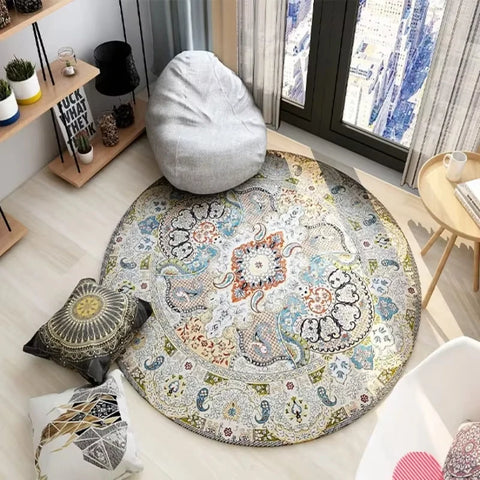 Navak Carpet Persian Style Living Room Carpet Bedroom Decoration Dressing Table Cloakroom Non-slip Floor Carpets Circular Area Rugs