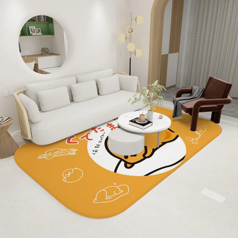 Navak Carpet G-Gudetama L-Lazy Egg Floor Mat INS Style Soft Bedroom Floor House Laundry Room Mat Anti-skid Bedside Area Rugs