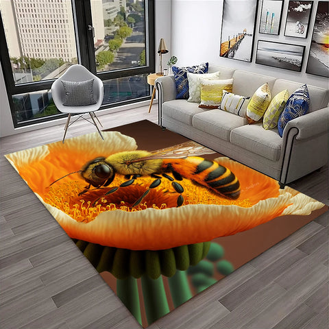 Navak Teppich, süße Biene, Honigbiene, Insekten-Cartoon, 3D-Teppich für Zuhause, Wohnzimmer, Schlafzimmer, Sofa, Fußmatte, Dekor, Kinderbereich, Teppich, rutschfeste Bodenmatte