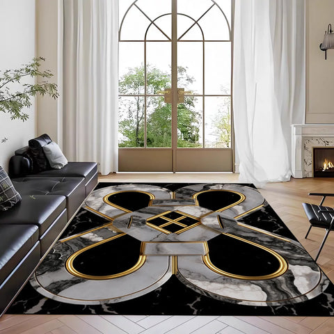 Navak Carpet Teppich mit nordischem Marmordruck, für das Wohnzimmer vor dem Sofa, rutschfeste, moderne Bodenmatte für das Schlafzimmer