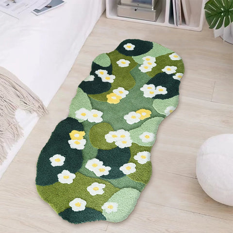 Navak Carpet Nordic 3D Moosteppich Teppich Flauschiger grüner Wald Unregelmäßige Bodenmatte Moosteppich Dreidimensionaler Beflockungs-Schlafzimmerteppich