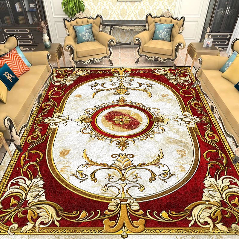 Navak Carpet European Gold Red Carpet Living Room Decoration Sofa Area Rugs for Bedroom Large Area Cloakroom Lounge Non-slip Floor Mats Ковер