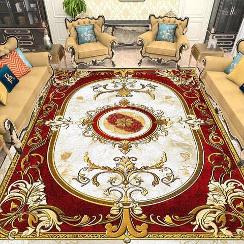 Navak Carpet European Gold Red Carpet Living Room Decoration Sofa Area Rugs for Bedroom Large Area Cloakroom Lounge Non-slip Floor Mats Ковер