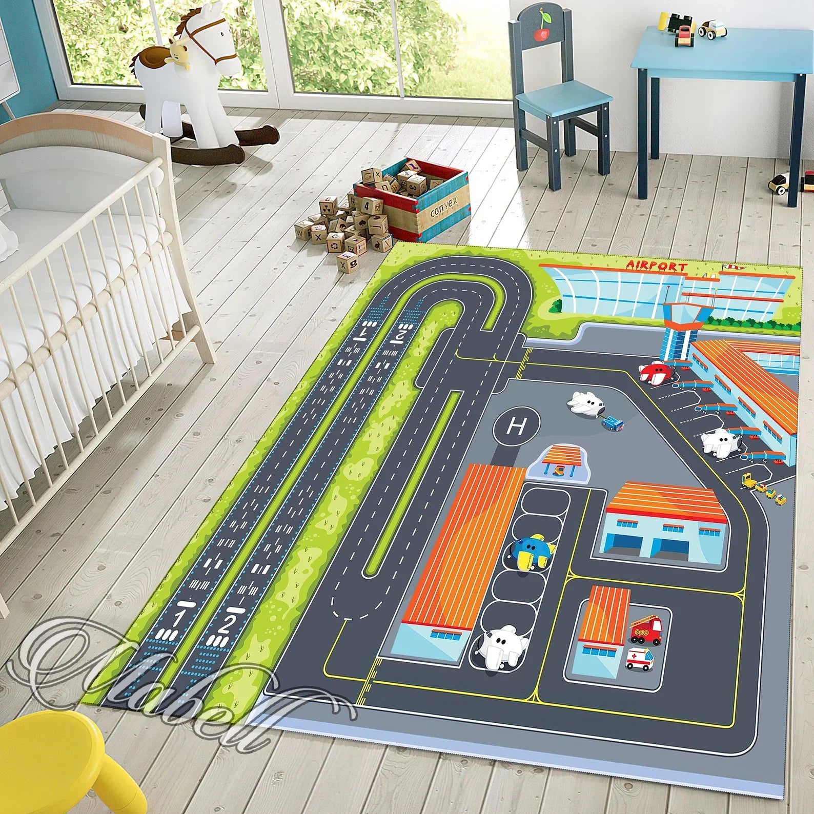 Navak Carpet Runway Airport Decor Rug Plane Apron Rug Kids Room Rug Boys Room Decor Playing Mat Birthday Gift Popular Area Floor Rug