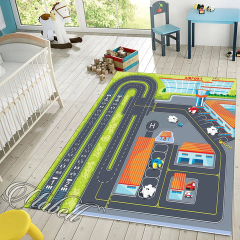 Navak Carpet Runway Airport Decor Rug Plane Apron Rug Kids Room Rug Boys Room Decor Playing Mat Birthday Gift Popular Area Floor Rug