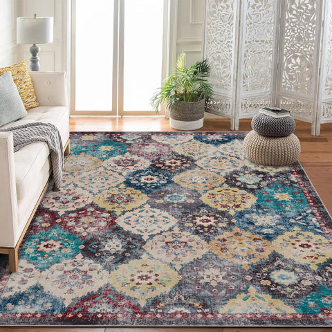 Navak Carpet Großer Vintage-Perserteppich – maschinenwaschbar, rechteckig, weich, für Wohnzimmer, Schlafzimmer, Küche, Büro, rutschfest, nicht rutschend