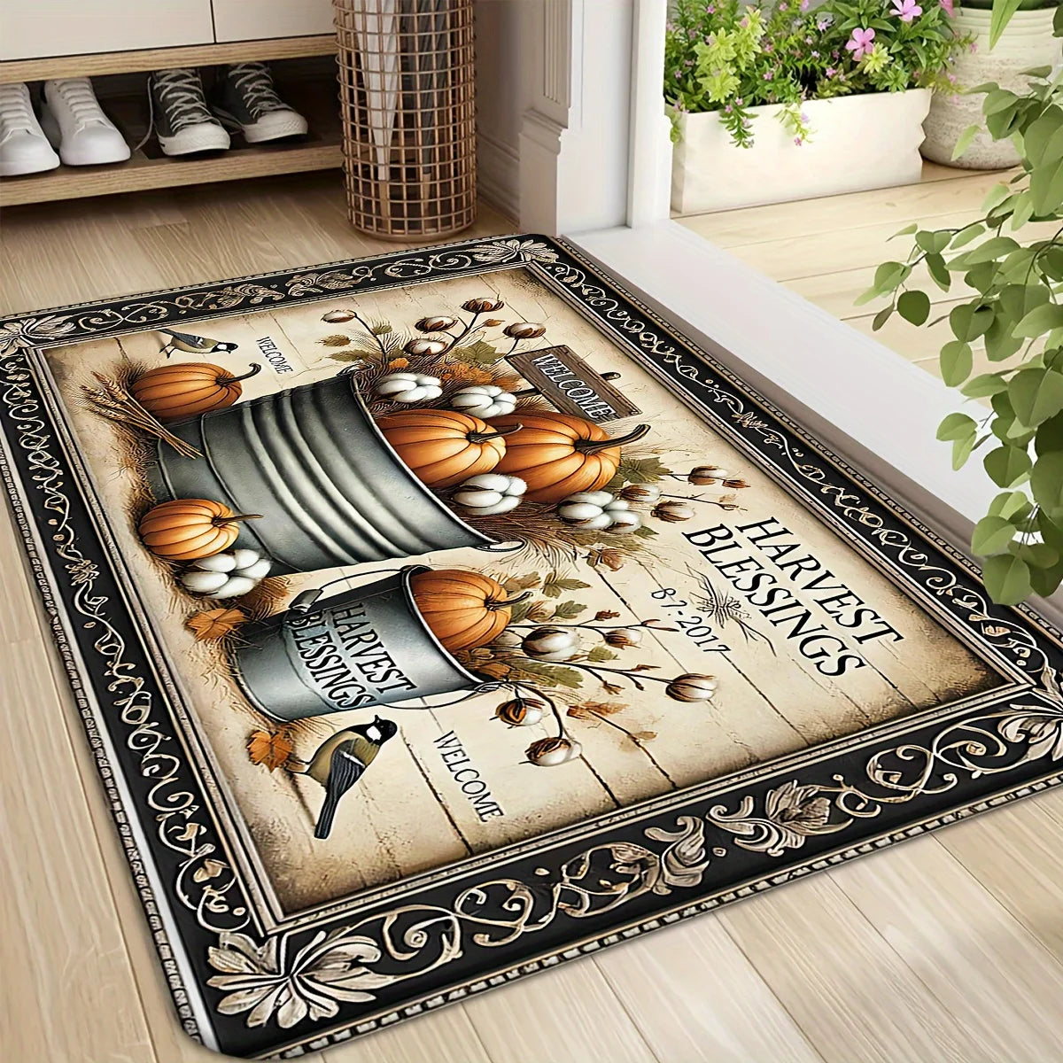 Navak Teppich Thanksgiving Herbst Kürbis Thema Fußmatte Küche Badezimmer Wäsche rutschfeste Bodenmatte Wohnzimmer Balkon Flur Eingangsteppiche