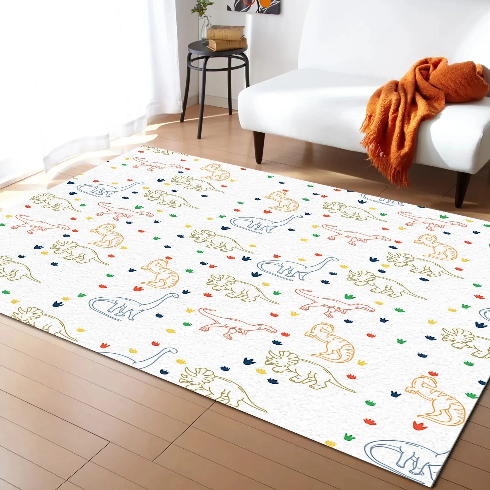 Navak Teppich, Cartoon-Dinosaurier-Teppich, Dino-Teppich, rutschfeste Dinosaurier-Bodenmatte für Spielzimmer, Klassenzimmer, Kinderzimmer-Dekor, Krabbelmatte für Kinder
