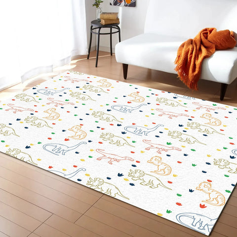 Navak Teppich, Cartoon-Dinosaurier-Teppich, Dino-Teppich, rutschfeste Dinosaurier-Bodenmatte für Spielzimmer, Klassenzimmer, Kinderzimmer-Dekor, Krabbelmatte für Kinder