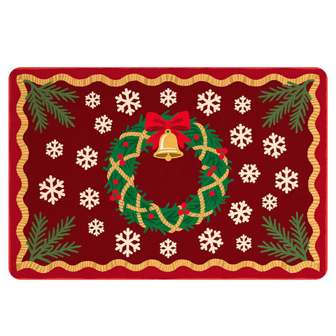 Navak Carpet Exclusive Picks Luxuriöser rot-grüner Flanell-Weihnachtsgeschenk-Teppich, rutschfest, sicher, weich, Feiertags-Bodenmatte, Dekoration, weich, bequem zum Stehen