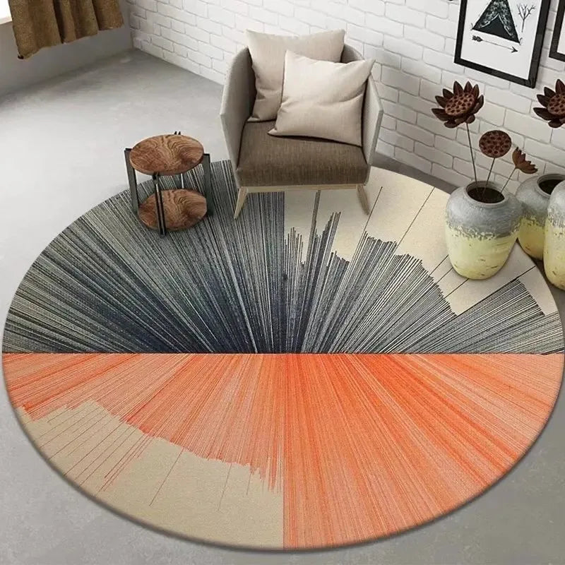 Navak Teppich Abstrakte Kunst Runder Teppich Wohnzimmer Sofa Schlafzimmer Dekorativer Teppich Computerstuhl Bodenmatte Rutschfest