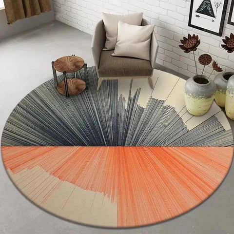 Navak Teppich Abstrakte Kunst Runder Teppich Wohnzimmer Sofa Schlafzimmer Dekorativer Teppich Computerstuhl Bodenmatte Rutschfest