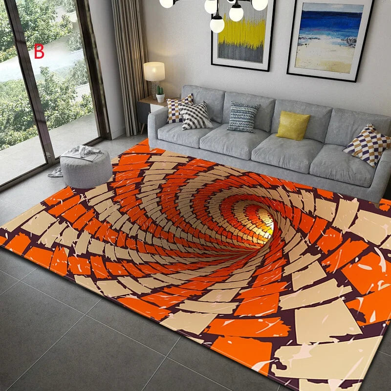 Navak Carpet 3D Vortex Illusion Teppich Eingangstür Bodenmatte Abstrakte geometrische optische Fußmatte Rutschfeste Bodenmatte Wohnzimmer Dekor Teppich