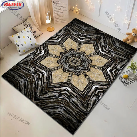 Navak Carpet 3D-Teppich mit Stein- und Blumenmuster – großer moderner Teppich für Wohnzimmer, Schlafzimmer oder Büro – rutschfeste Spielmatte für Kinder, Heimdekoration