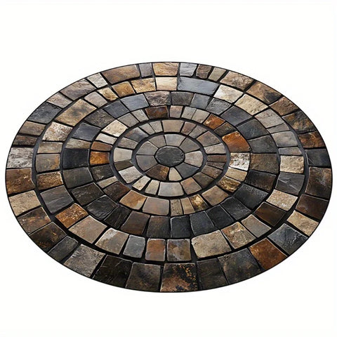 Navak Carpet Spiral Stone Mat, strapazierfähiges Polyester, handwaschbar und lichtbeständig, stilvoller runder Teppich für draußen/drinnen