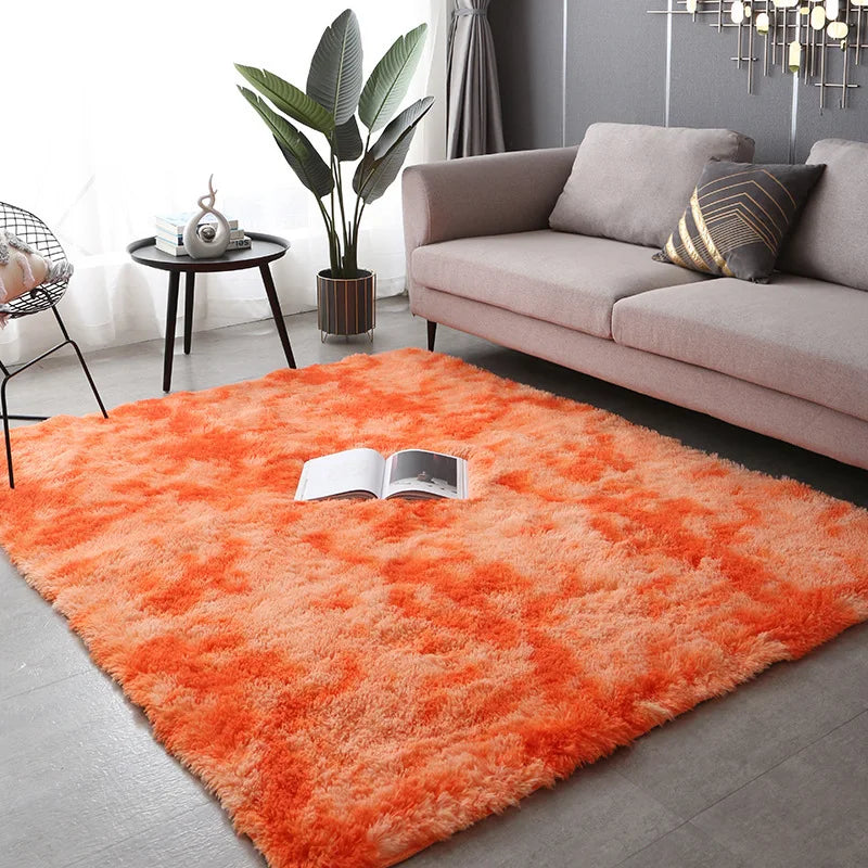 Navak Teppich, weicher, langer Plüschteppich für Schlafzimmer, Wohnzimmer, flauschige Teppichmatten mit Farbverlauf, Batik-Bodenteppiche, Erkerfenster, Heimdekoration