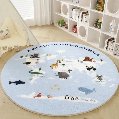 Navak Carpet Nordic Style Carpets for Living Room Plush Round Bedside Rug Large Area Children Bedroom Decor Carpet Thickend Cartoon Floor Mat