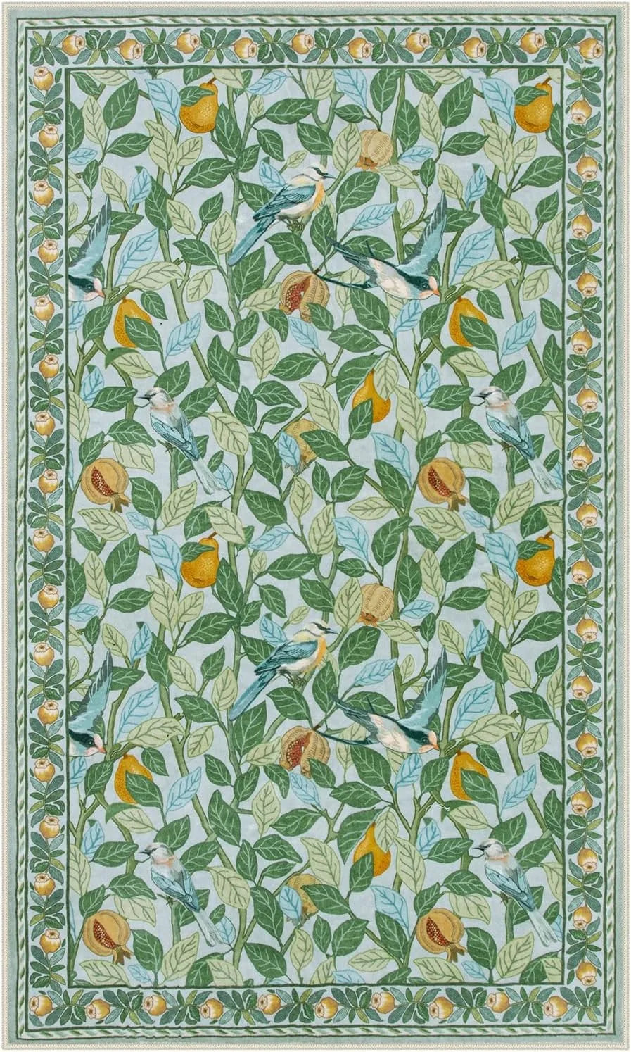 Navak Carpet Green Plant Retro Area Rug – Rutschfester, maschinenwaschbarer Wohnzimmerteppich, weiche, große Bodenmatte für die Heimdekoration im Schlafzimmer