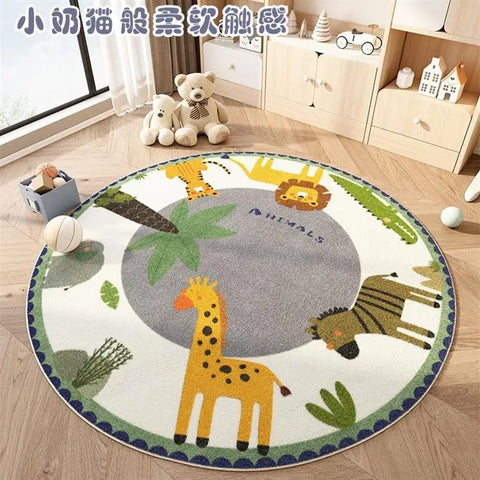 Navak Teppich, Cartoon-Stil, Schlafzimmer-Dekor, Plüsch-Teppich, flauschige, weiche Bodenmatte, süße runde Teppiche für das Wohnzimmer, dicker, rutschfester Lounge-Teppich