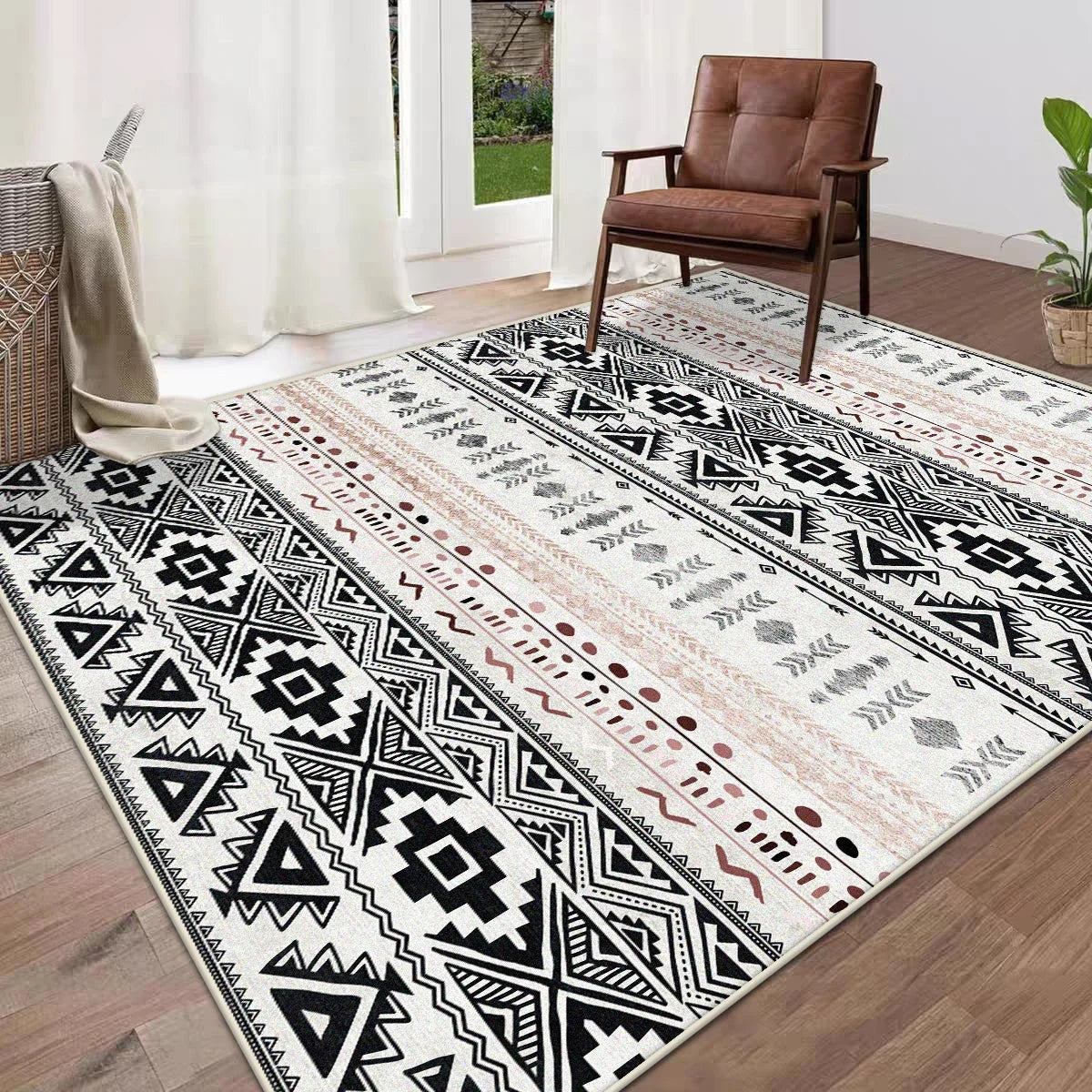 Navak Carpet Boho Style Moroccan Geometric Area Rug for Living Room Plush High-Pile Floor Mat Non-Slip Large Size