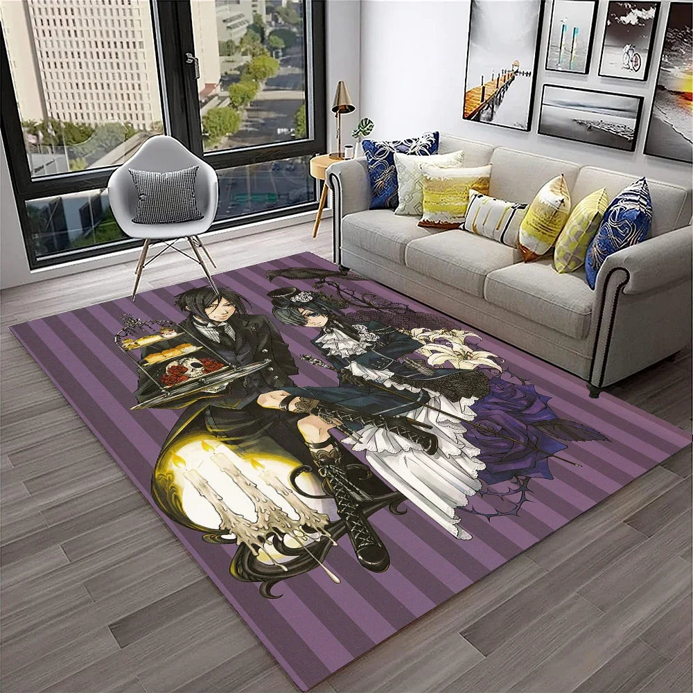 Navak Teppich, 3D-Anime, Black Butler, Cartoon-Teppich für Zuhause, Wohnzimmer, Schlafzimmer, Sofa, Fußmatte, Dekoration, Kinderspielbereich, rutschfeste Bodenmatte