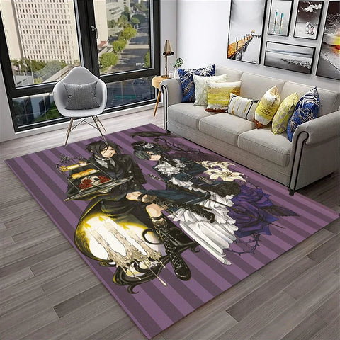 Navak Teppich, 3D-Anime, Black Butler, Cartoon-Teppich für Zuhause, Wohnzimmer, Schlafzimmer, Sofa, Fußmatte, Dekoration, Kinderspielbereich, rutschfeste Bodenmatte