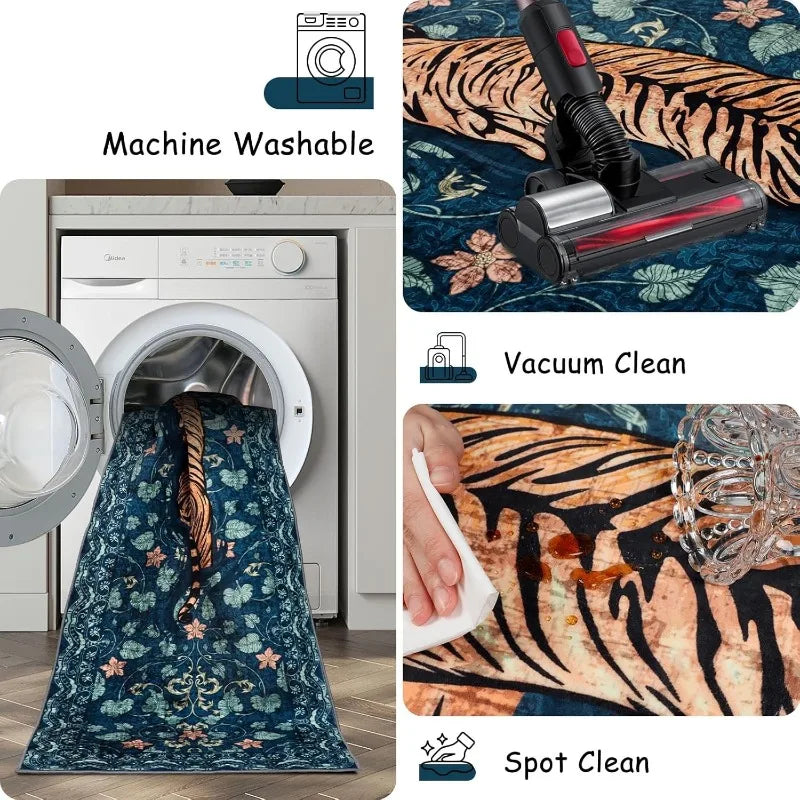 Navak Teppich, Wohnzimmerteppich im nordischen Stil, blauer Tigerdruck, Schlafzimmerteppich, große Fläche, maschinenwaschbar, rutschfeste Couchtischmatten, Alfombra 러그